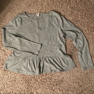 Jcrew Long Sleeve Ruffle Hem Tee
